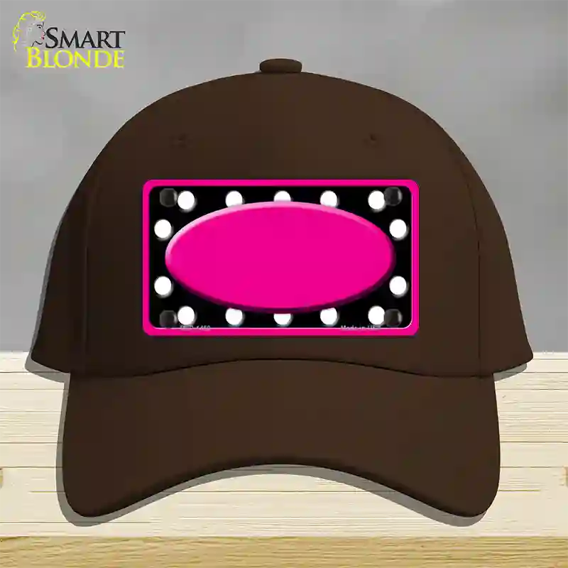 White Black Polka Dots Pink Frame And Center Oval Novelty License Plate Hat Cotton / Dark Brown