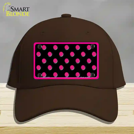 Pink Black Polka Dot Novelty License Plate Hat Cotton / Dark Brown