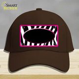 Black White Pink Zebra Center Oval Novelty License Plate Hat Cotton / Dark Brown