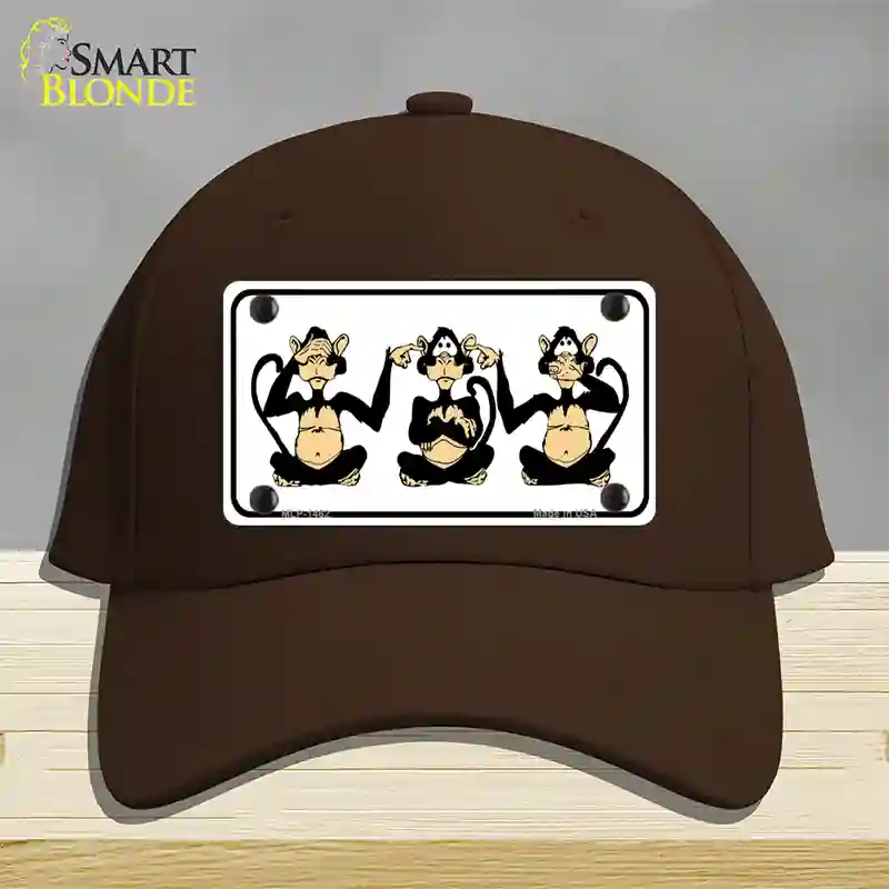 See Hear Speak Monkey Novelty License Plate Hat Cotton / Dark Brown