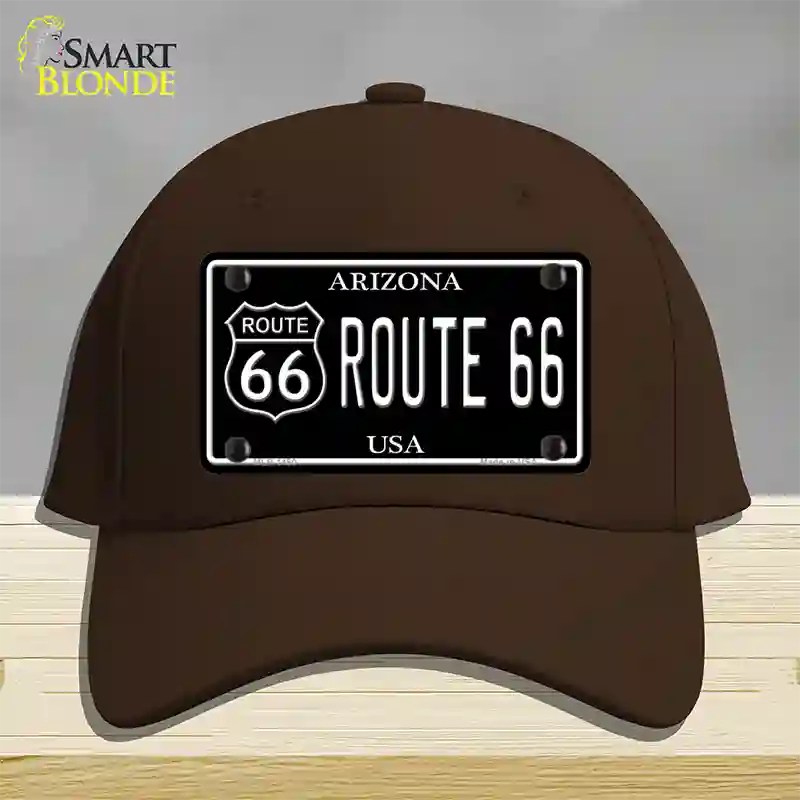 Route 66 Arizona Black Novelty License Plate Hat Cotton / Dark Brown