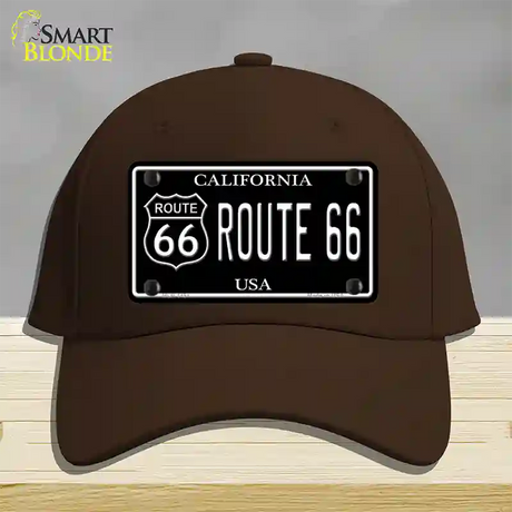 Route 66 California Black Novelty License Plate Hat Cotton / Dark Brown