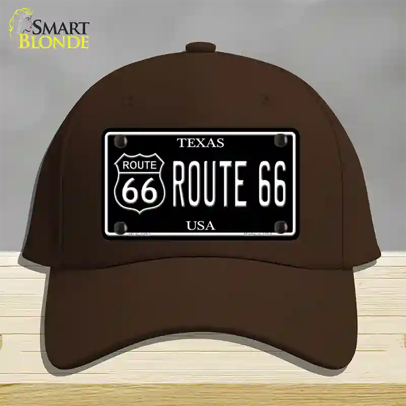 Route 66 Texas Black Novelty License Plate Hat Cotton / Dark Brown