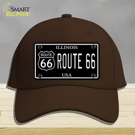 Route 66 Illinois Black Novelty License Plate Hat Cotton / Dark Brown