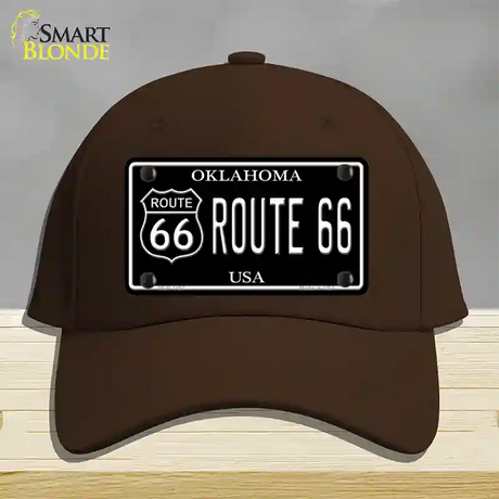 Route 66 Oklahoma Black Novelty License Plate Hat Cotton / Dark Brown