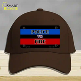 Police Vs. Fire Novelty License Plate Hat Cotton / Dark Brown