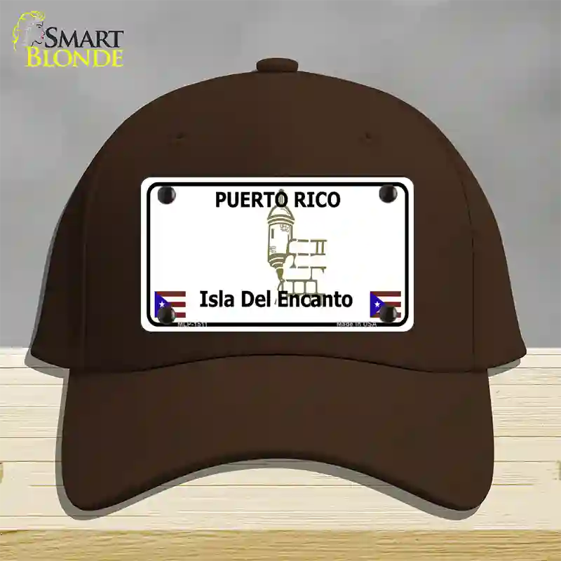 Puerto Rico Novelty License Plate Hat Cotton / Dark Brown