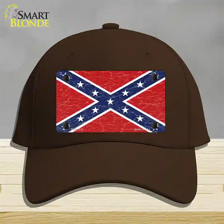 Distressed Confederate Flag Novelty License Plate Hat Cotton / Dark Brown