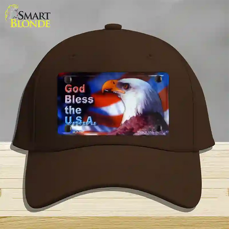 God Bless USA Eagle Novelty License Plate Hat Cotton / Dark Brown