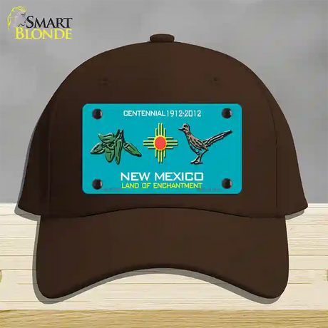 Green Chili & Road Runner New Mexico Novelty License Plate Hat Cotton / Dark Brown