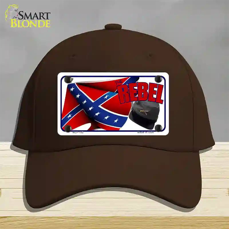 Rebel Cap And Flag Novelty License Plate Hat Cotton / Dark Brown