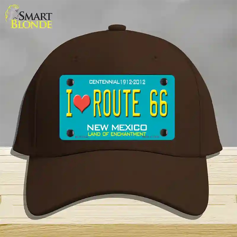 I Love Route 66 New Mexico Novelty License Plate Hat Cotton / Dark Brown