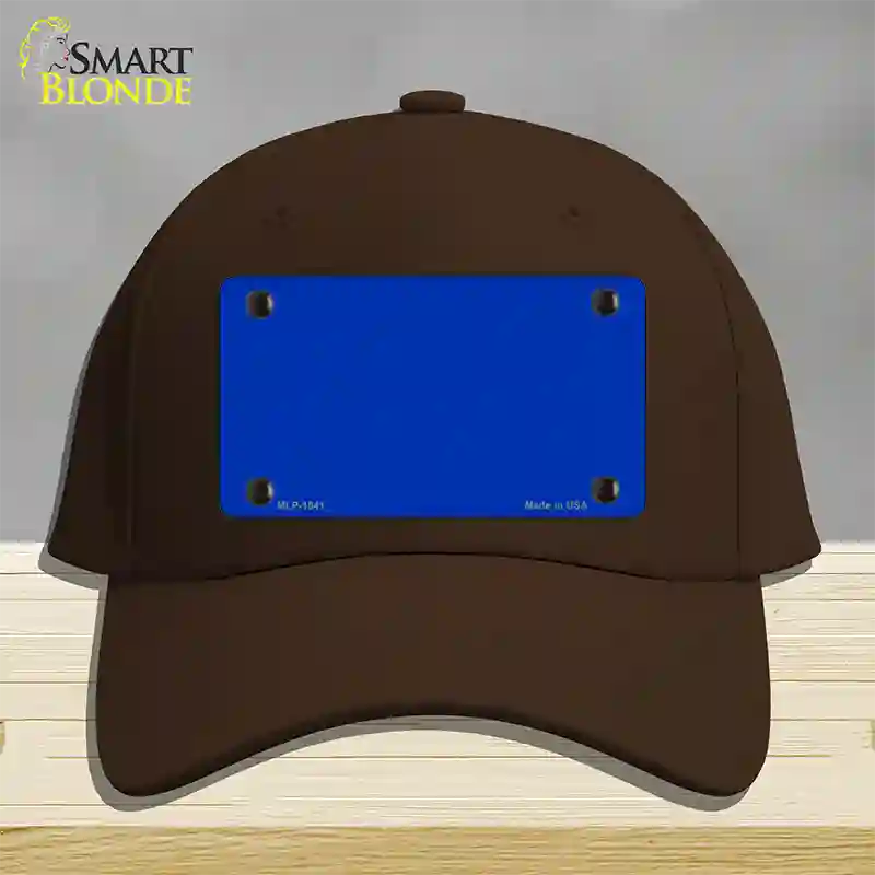 Royal Blue Solid Novelty License Plate Hat Cotton / Dark Brown