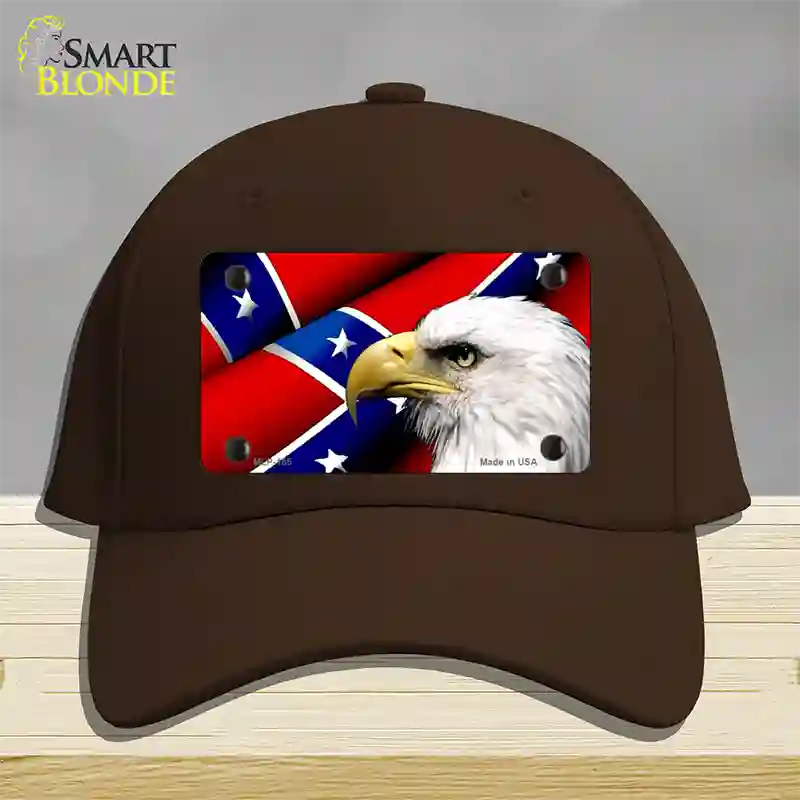 Confederate Flag Eagle Novelty License Plate Hat Cotton / Dark Brown