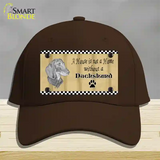 Pencil Sketch Dachshund Novelty License Plate Hat Cotton / Dark Brown