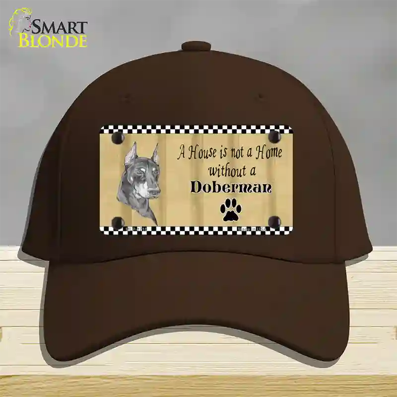 Pencil Sketch Doberman Metal Dog Novelty License Plate Hat Cotton / Dark Brown