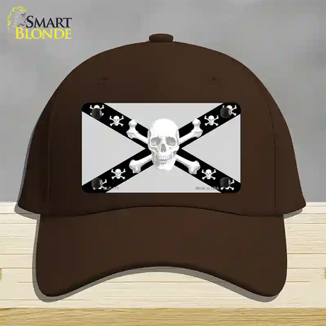 Skull Black & Silver Novelty License Plate Hat Cotton / Dark Brown