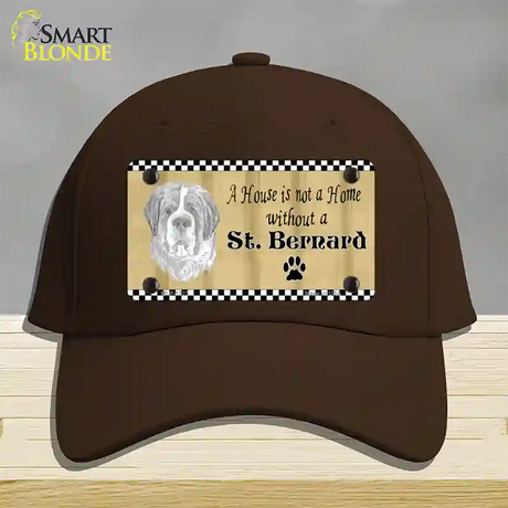 Pencil Sketch Saint Bernard Novelty License Plate Hat Cotton / Dark Brown