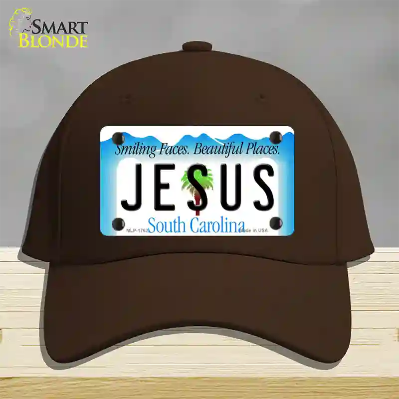 Jesus South Carolina Blue Novelty License Plate Hat Cotton / Dark Brown