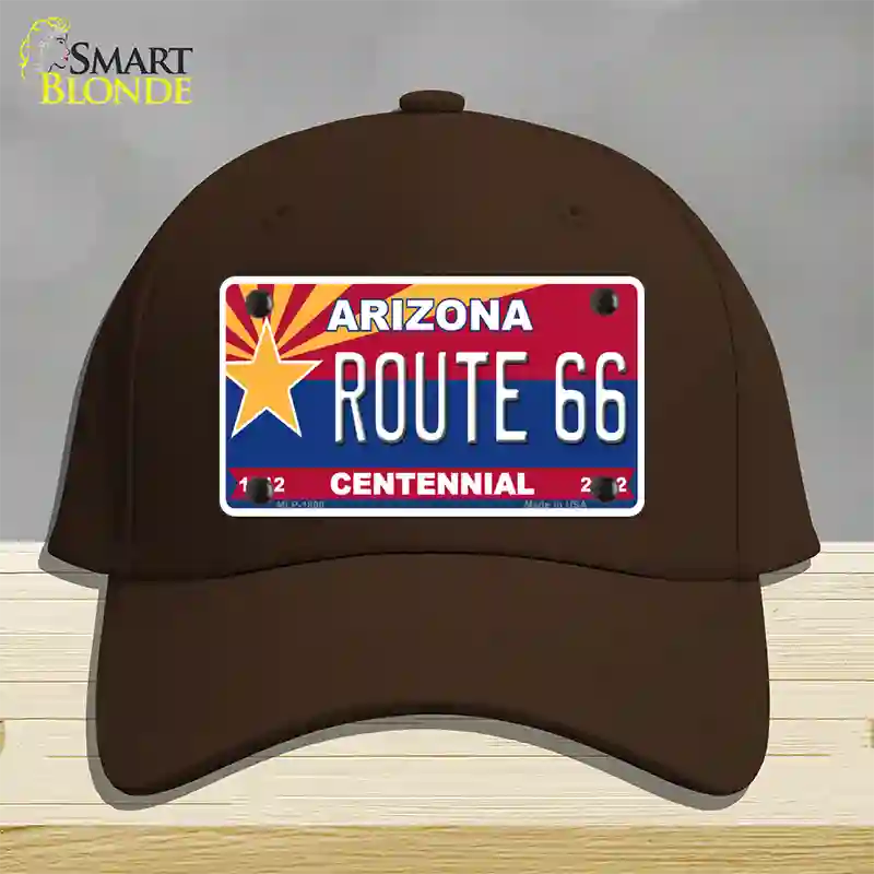 Arizona Centennial Route 66 Novelty License Plate Hat Cotton / Dark Brown