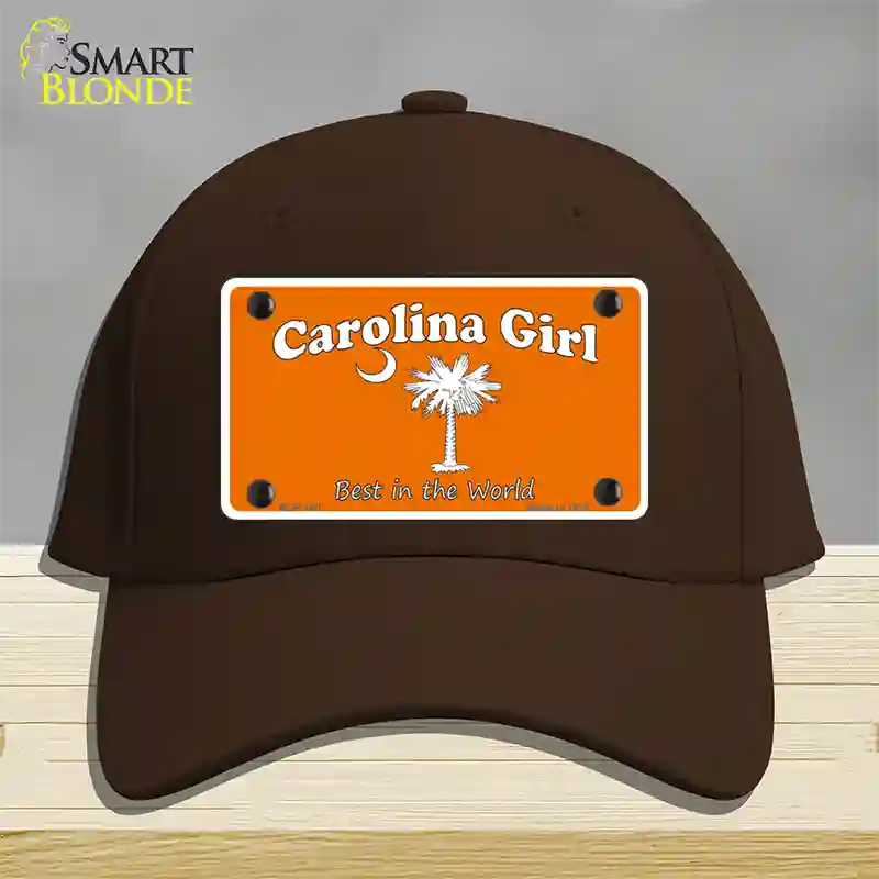 Carolina Girl Orange Novelty License Plate Hat Cotton / Dark Brown