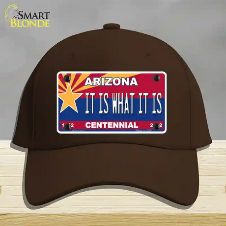 Arizona Centennial It Is What It Is Novelty License Plate Hat Cotton / Dark Brown