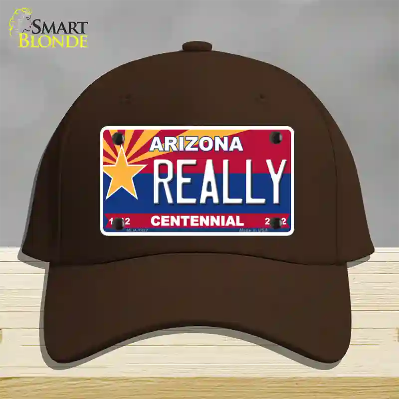 Arizona Centennial Really Novelty License Plate Hat Cotton / Dark Brown