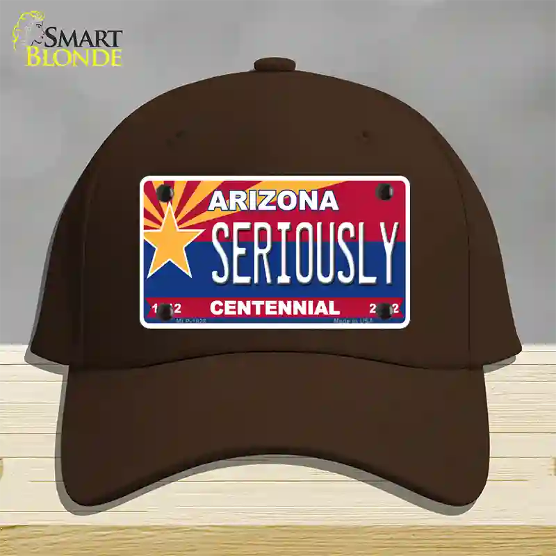 Arizona Centennial Seriously Novelty License Plate Hat Cotton / Dark Brown