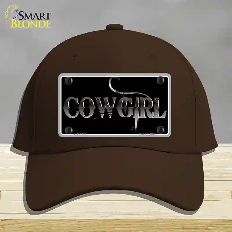 Cowgirl Black Novelty License Plate Hat Cotton / Dark Brown