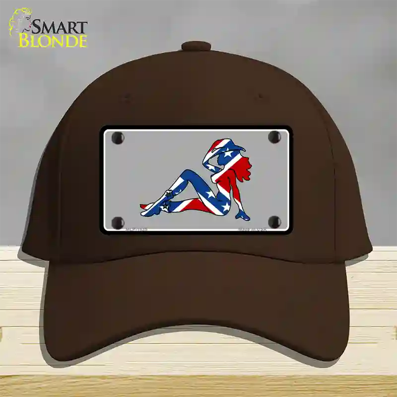 Confederate Flag Mud Flap Girl Novelty License Plate Hat Cotton / Dark Brown