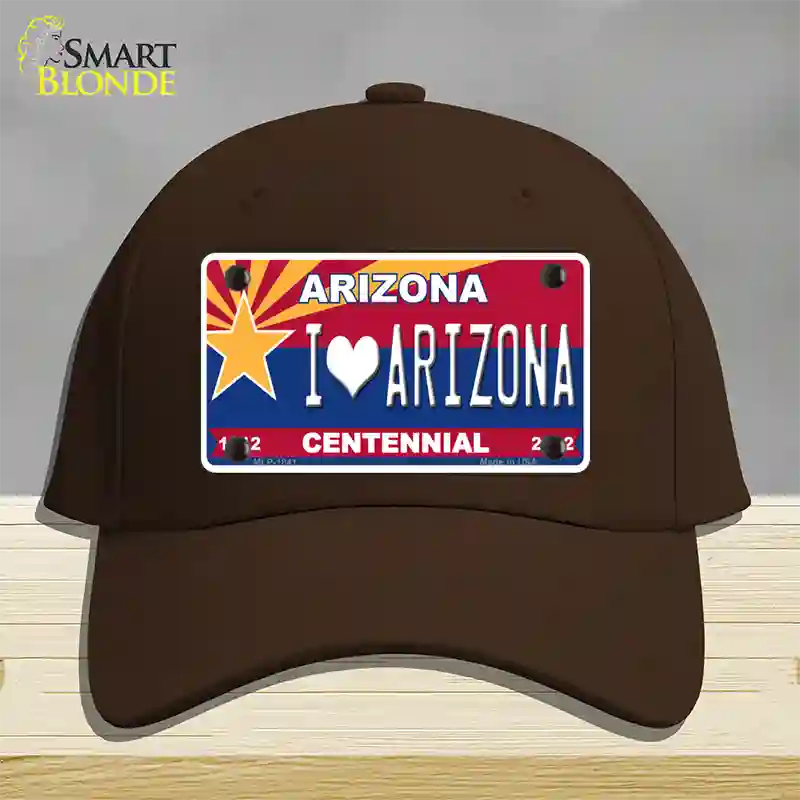 Arizona Centennial I Love Arizona Novelty License Plate Hat Cotton / Dark Brown