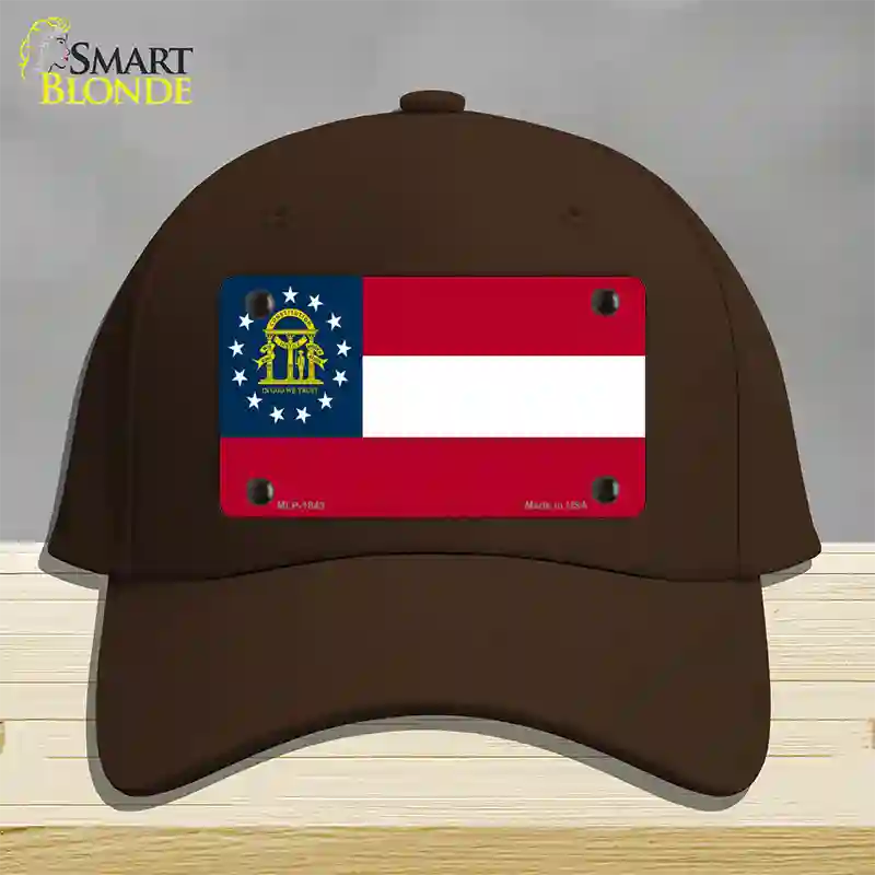 Georgia State Flag Novelty License Plate Hat Cotton / Dark Brown