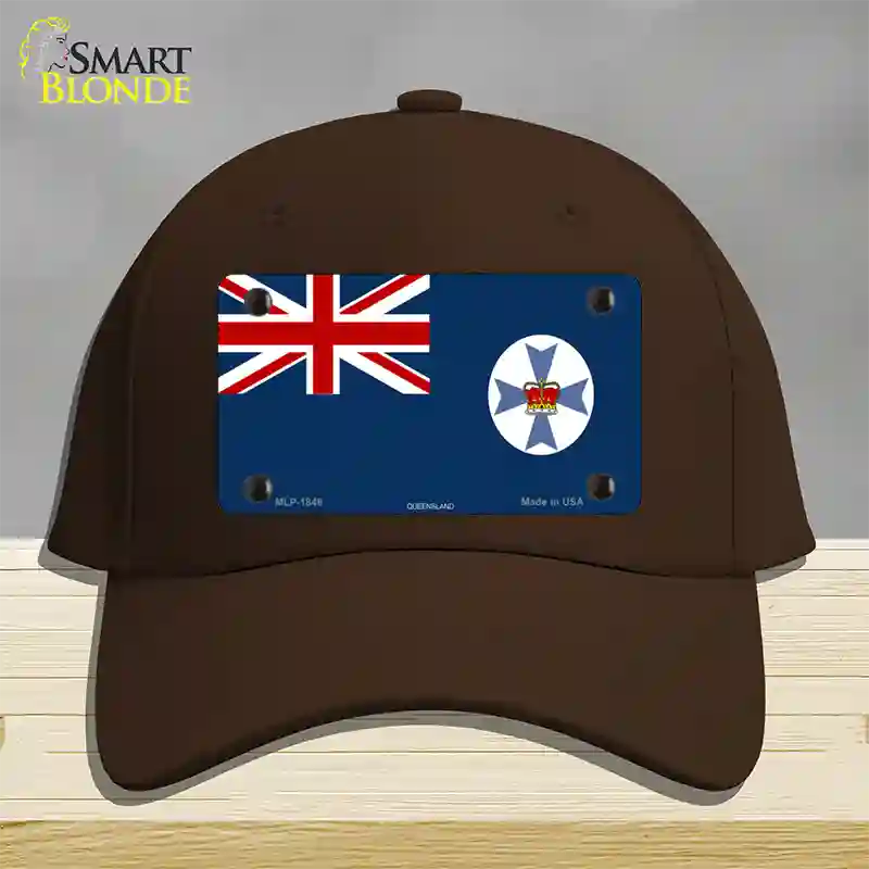 Queensland Flag Novelty License Plate Hat Cotton / Dark Brown