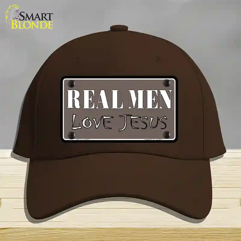 Real Men Love Jesus Novelty License Plate Hat Cotton / Dark Brown