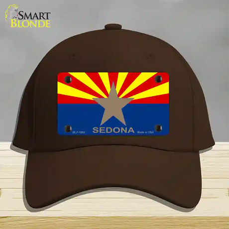 Sedona Arizona State Flag Novelty License Plate Hat Cotton / Dark Brown