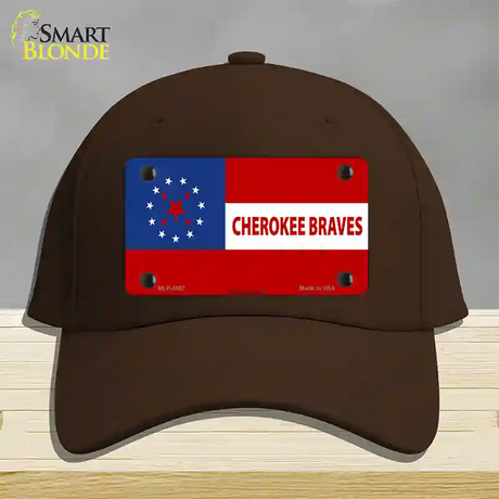 Cherokee Braves Flag Novelty License Plate Hat Cotton / Dark Brown