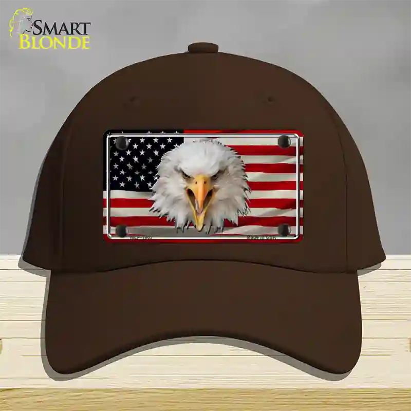 USA Eagle Novelty License Plate Hat Cotton / Dark Brown