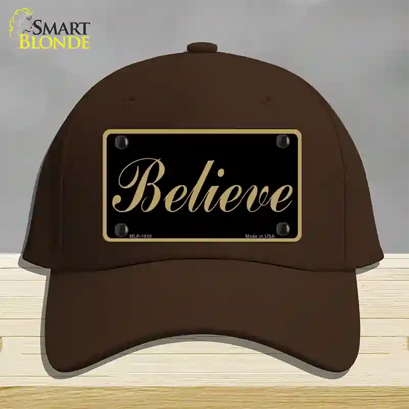 Believe Novelty License Plate Hat Cotton / Dark Brown