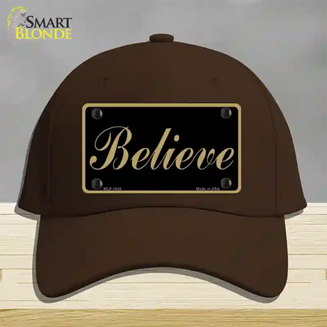 Believe Novelty License Plate Hat Cotton / Dark Brown