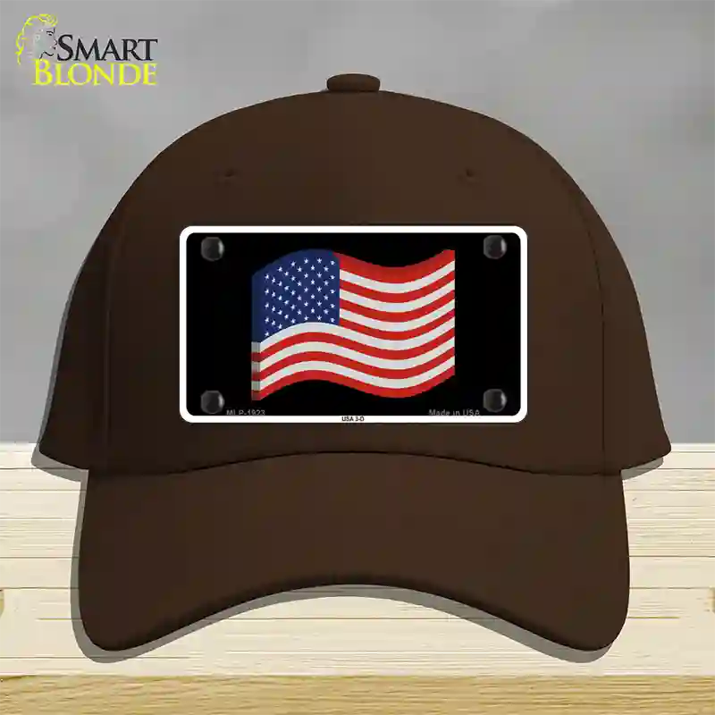 USA 3-D Flag Novelty License Plate Hat Cotton / Dark Brown