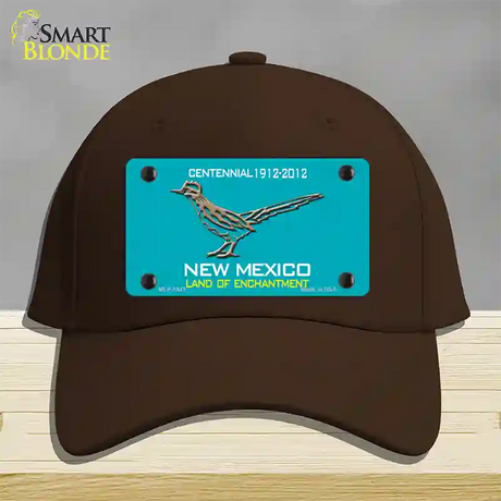 Road Runner Teal New Mexico Novelty License Plate Hat Cotton / Dark Brown