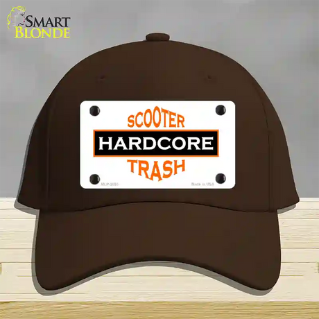 Hardcore Scooter Trash White Novelty License Plate Hat Cotton / Dark Brown