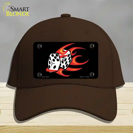 Red Hot Flaming Dice Novelty License Plate Hat Cotton / Dark Brown