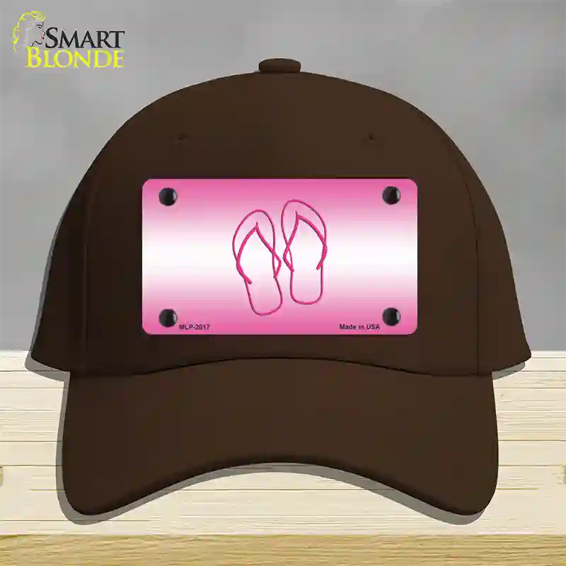 Flip Flops Pink Novelty License Plate Hat Cotton / Dark Brown