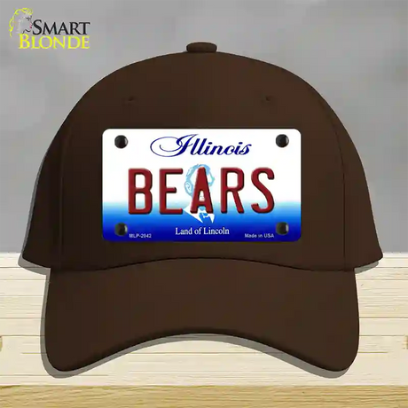 Bears Illinois State Novelty License Plate Hat Cotton / Dark Brown