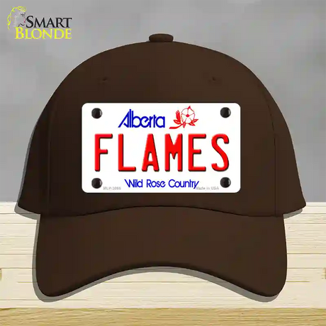 Flames Alberta Canada Province Novelty License Plate Hat Cotton / Dark Brown