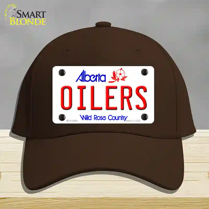 Oilers Alberta Canada Province Novelty License Plate Hat Cotton / Dark Brown