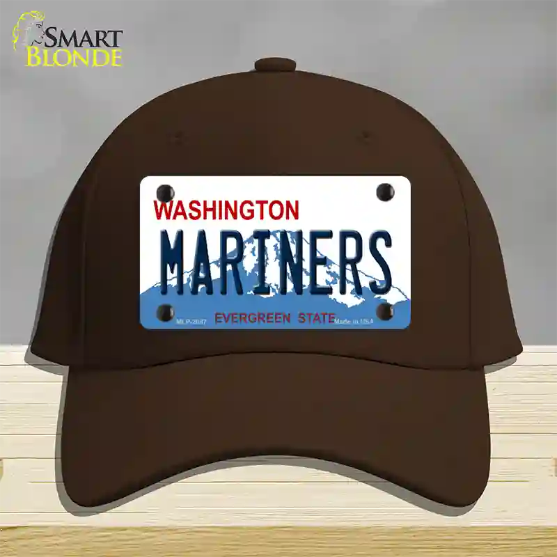 Mariners Washington State Novelty License Plate Hat Cotton / Dark Brown