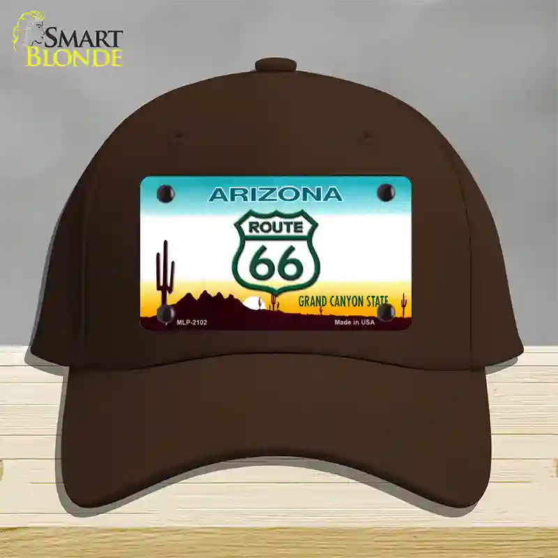 Route 66 Shield Arizona Novelty License Plate Hat Cotton / Dark Brown