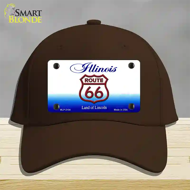 Route 66 Shield Illinois Novelty License Plate Hat Cotton / Dark Brown